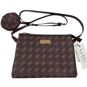 Nicole Miller Signature Print Brown Mix Purse / Shoulder Bag - NWT